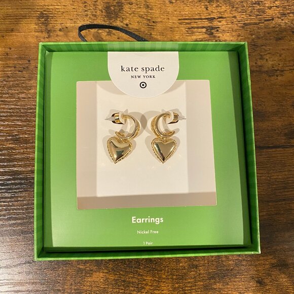 Kate Spade Balloon Heart Drop Earrings Gold - Picture 1 of 6